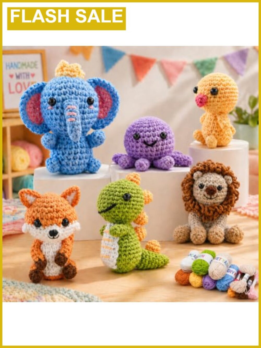 Beginner Crochet Kit 6 Animals Amigurumi Starter Set with Video Tutorials